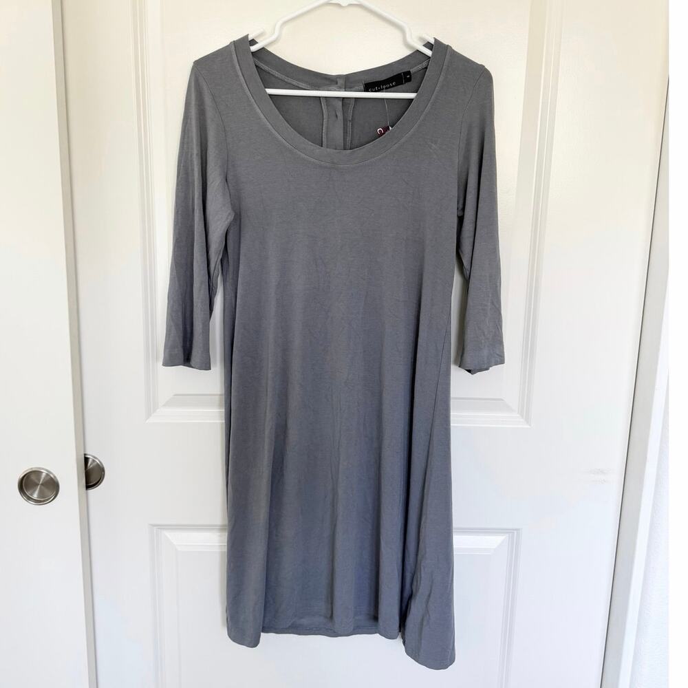NWT Cut Loose Button Back Tunic Dress Blue Gray Small